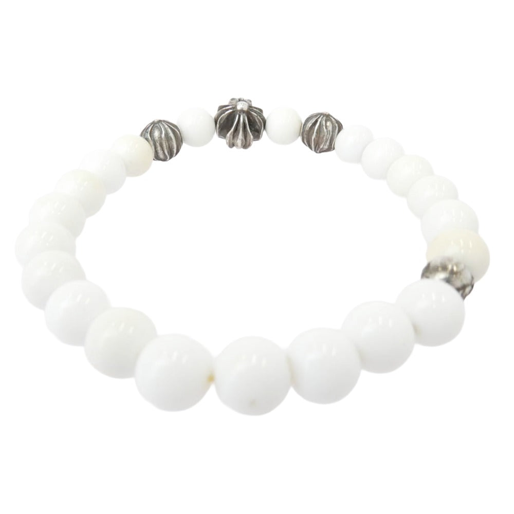 CHROME HEARTS クロムハーツ（原本無） 8mm BEAD ビーズ ブレスレット ホワイト系 シルバー系【中古】