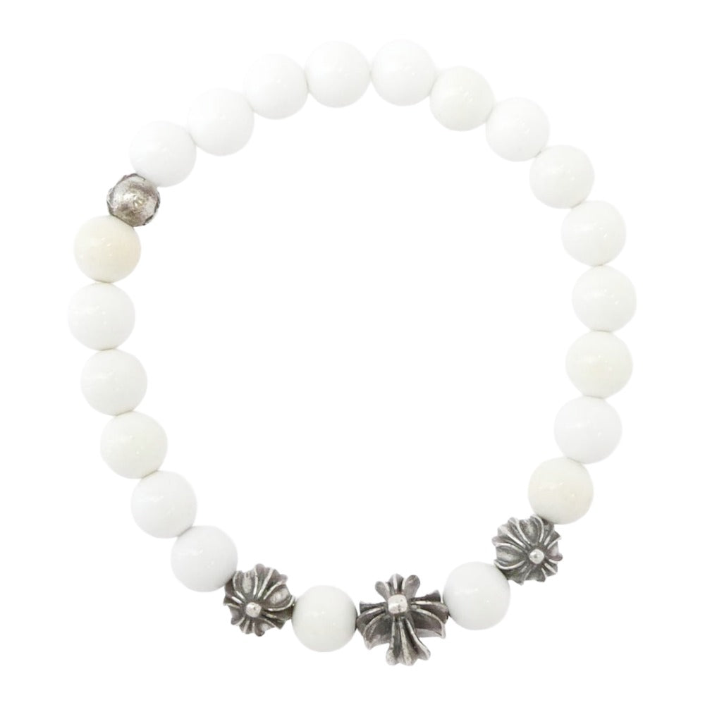 CHROME HEARTS クロムハーツ（原本無） 8mm BEAD ビーズ ブレスレット ホワイト系 シルバー系【中古】