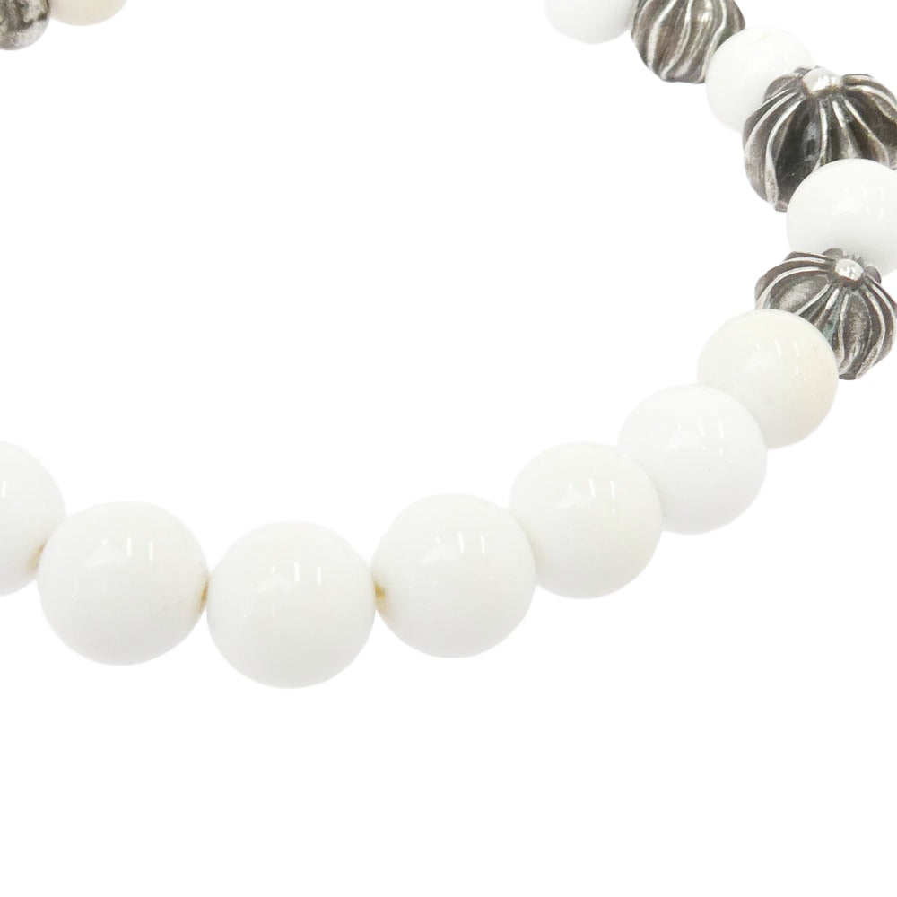 CHROME HEARTS クロムハーツ（原本無） 8mm BEAD ビーズ ブレスレット ホワイト系 シルバー系【中古】