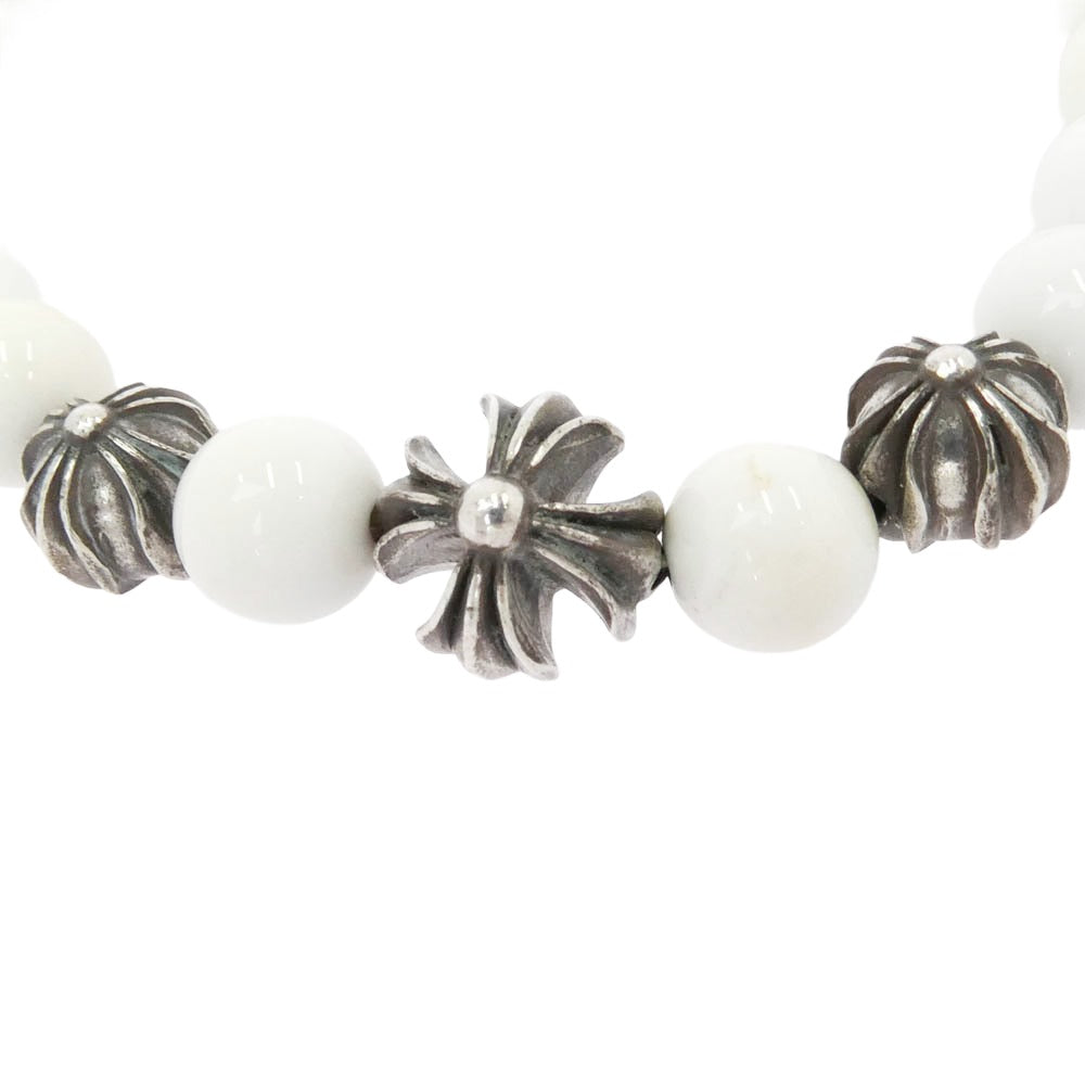 CHROME HEARTS クロムハーツ（原本無） 8mm BEAD ビーズ ブレスレット ホワイト系 シルバー系【中古】