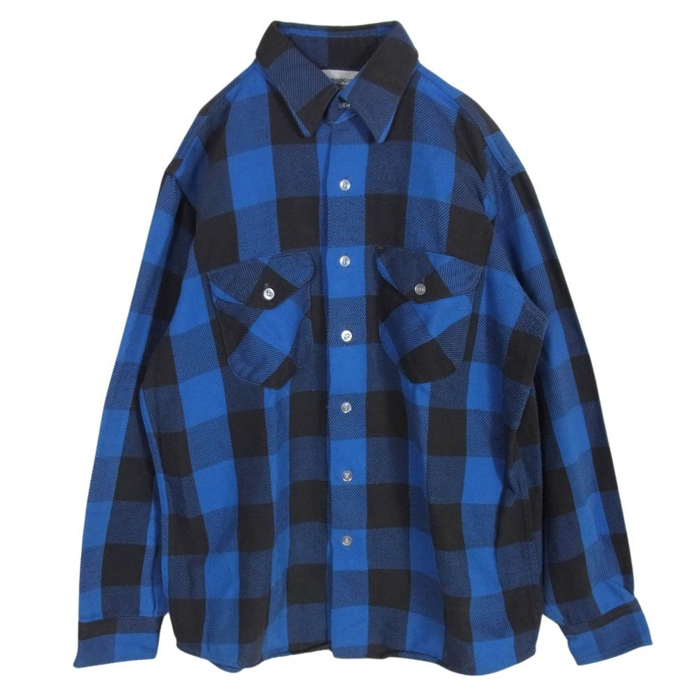 OSHKOSH オシュコシュ 80s 90s USA製 コットン チェック 長袖 ネルシャツ ブルー系 表記無し【中古】