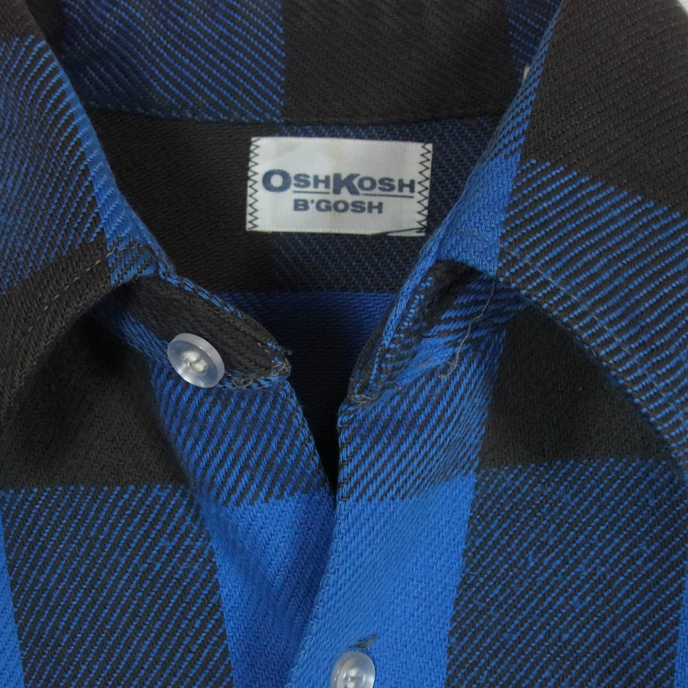 OSHKOSH オシュコシュ 80s 90s USA製 コットン チェック 長袖 ネルシャツ ブルー系 表記無し【中古】