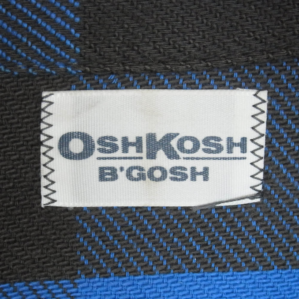 OSHKOSH オシュコシュ 80s 90s USA製 コットン チェック 長袖 ネルシャツ ブルー系 表記無し【中古】