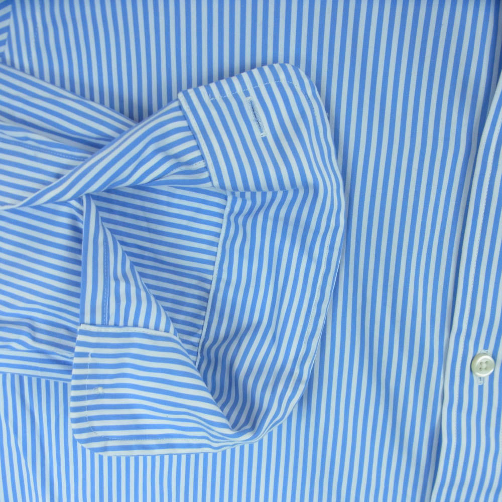 POLO RALPH LAUREN ポロ・ラルフローレン ボタンダウン ストライプ 長袖 シャツ ベトナム製 ライトブルー系 ホワイト系 L【中古】