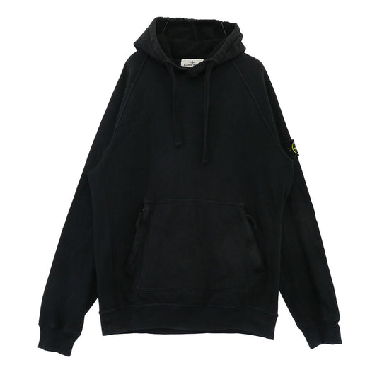 STONE ISLAND ストーンアイランド 741563860 袖ロゴパッチ ワッペン ジップポケット フーディー パーカー ブラック系 XL【中古】