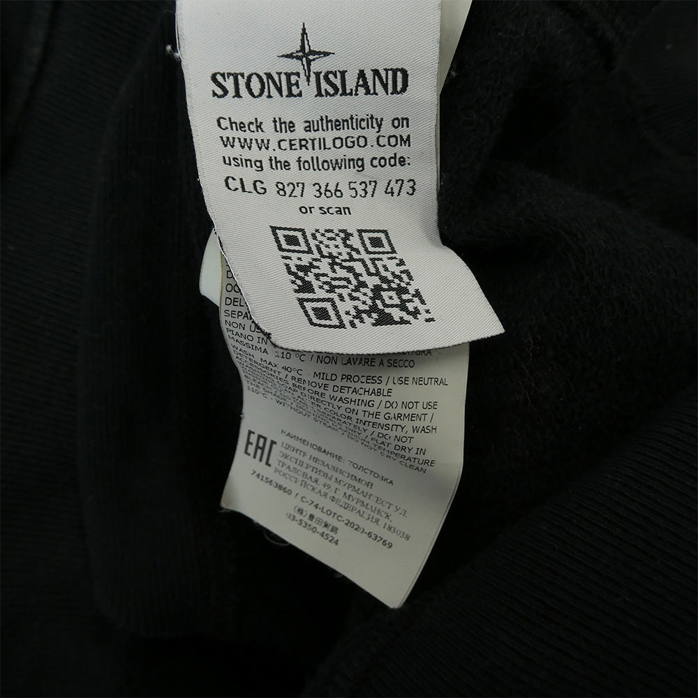 STONE ISLAND ストーンアイランド 741563860 袖ロゴパッチ ワッペン ジップポケット フーディー パーカー ブラック系 XL【中古】