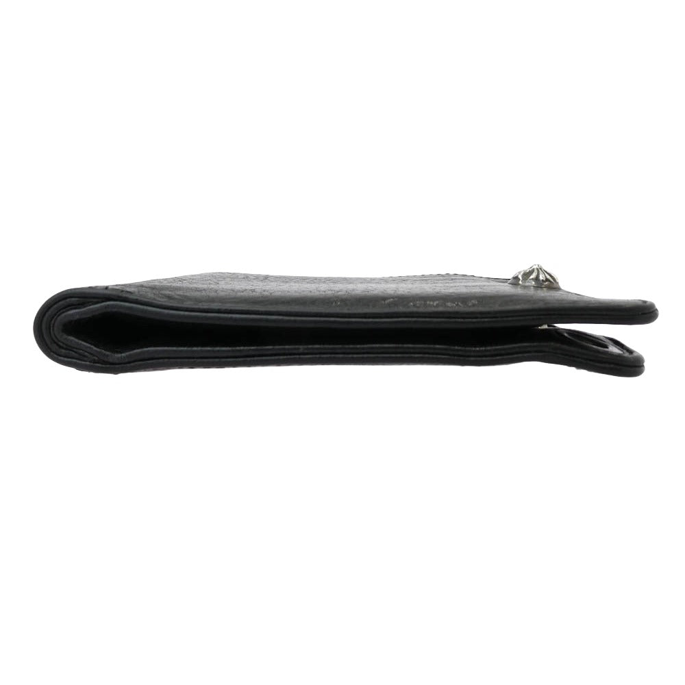 CHROME HEARTS クロムハーツ（原本無） 1SNAP 1スナップ クロスボールボタン レザー コンパクト ウォレット ブラック系 シルバー系【中古】