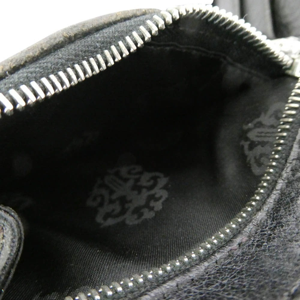 CHROME HEARTS クロムハーツ（原本無） 1SNAP 1スナップ クロスボールボタン レザー コンパクト ウォレット ブラック系 シルバー系【中古】