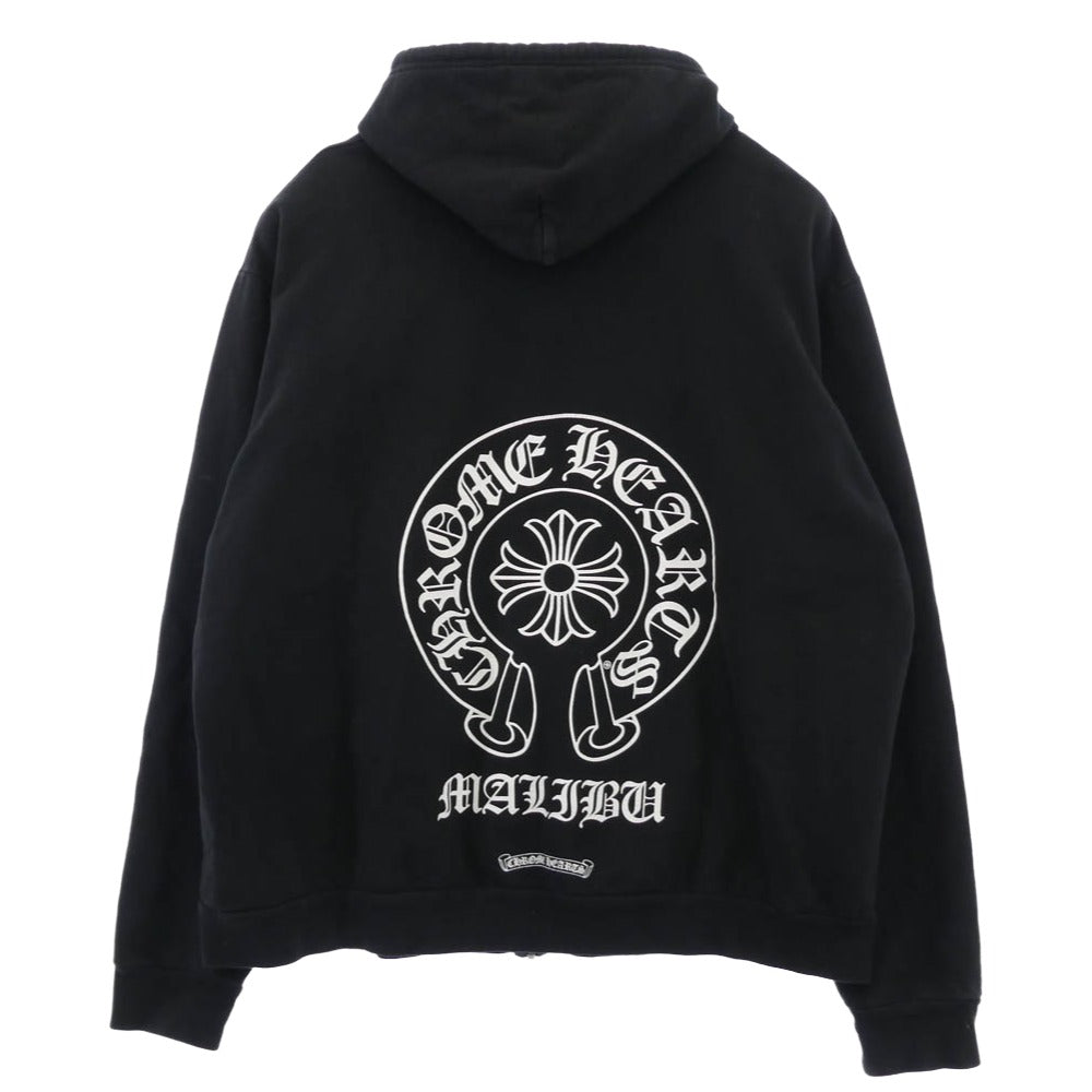 CHROME HEARTS クロムハーツ（原本無） MALIBU SWTSHRT PLVR マリブ限定 バックホースシュープリント ジップ パーカー ブラック系 XL【中古】
