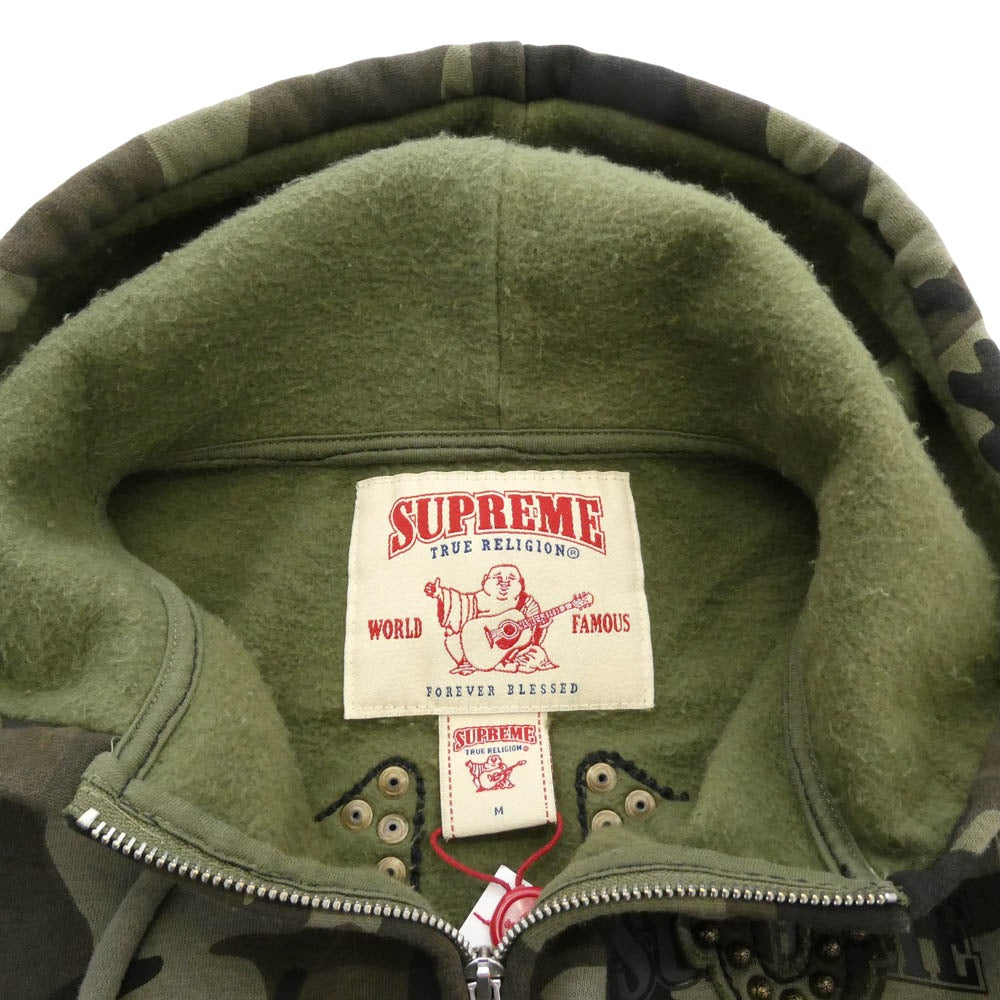 Supreme シュプリーム 25AW True Religion Zip Up Hooded Sweatshirt Woodland Camo トゥルーレリジョン ジップアップ カモ フーデッド スウェット パーカー カーキ系 M【中古】