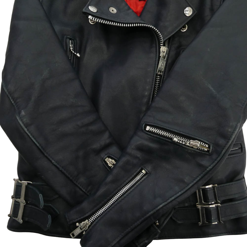 トリプルシックス イングランド製 レディース ステアハイド レザー ダブルライダース ジャケット ネイビー系 32【中古】