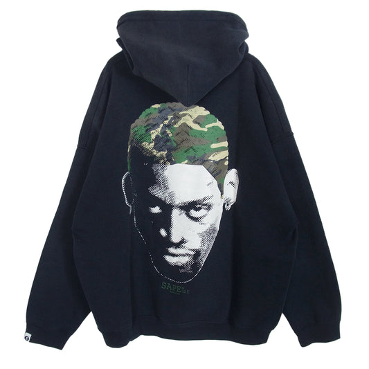 SAPEUR サプール 迷彩 カモフラ柄 ロッドマン バックプリント スウェットシャツ パーカー フーディ フェード XXL ブラック系 XXL【中古】