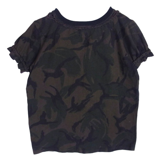 1piu1uguale3 ウノピュウノウグァーレトレ RELAX リラックス Wネーム 折り鶴刺繍 カモフラ Vネック タイトフィット カットソー 半袖 Tシャツ モスグリーン系 S【中古】