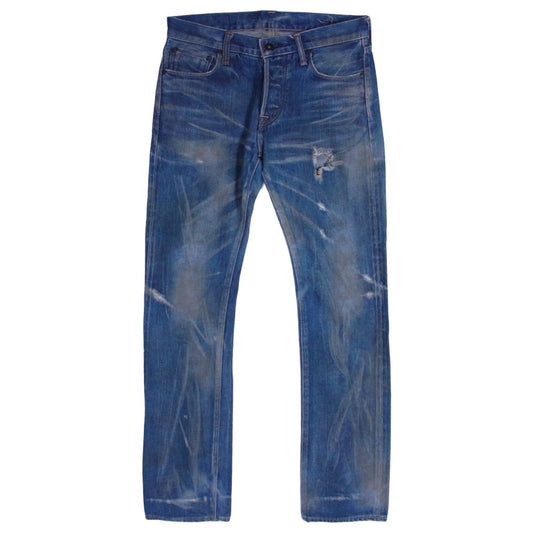 クロ ダメージ加工 デニムパンツ ジーンズ ライトブルー系 29inch【中古】