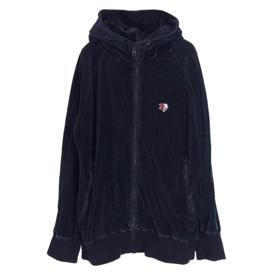 FranCisT_MOR.K.S. フランシストモークス スワロ ラインストーン ベルベット フルジップ パーカー ブラック系 2【中古】