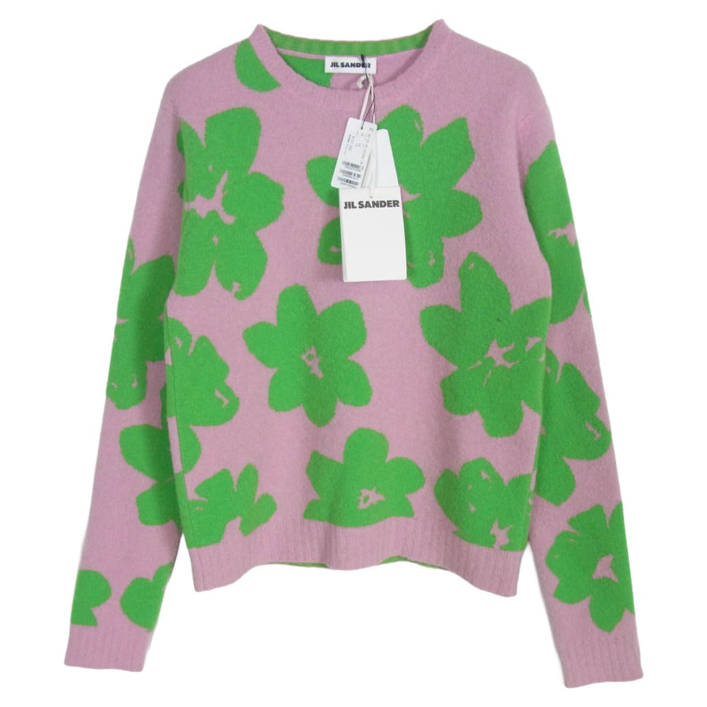 JIL SANDER ジルサンダー 24SS J52GP0022 ウール混 フラワー 総柄 ニット セーター ピンク系 34【中古】