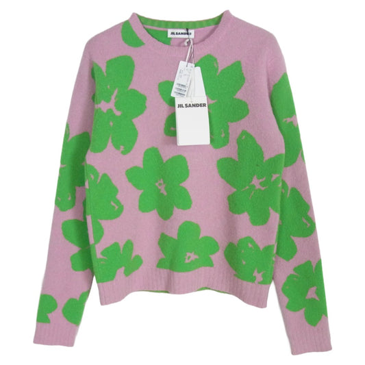 JIL SANDER ジルサンダー 24SS J52GP0022 ウール混 フラワー 総柄 ニット セーター ピンク系 34【中古】