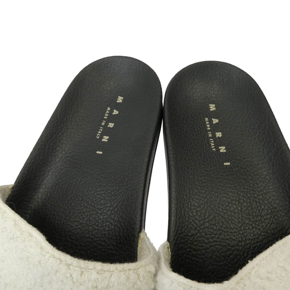 MARNI マルニ ロゴ ボア シャワーサンダル スライド ブラック系 ホワイト系 42【中古】