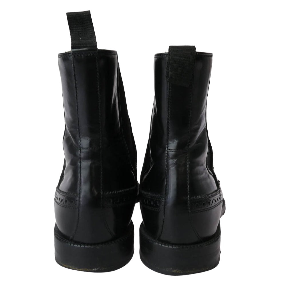 JIMMY CHOO ジミーチュウ ウイングチップ サイドゴア レザー ブーツ ブラック系 42【中古】