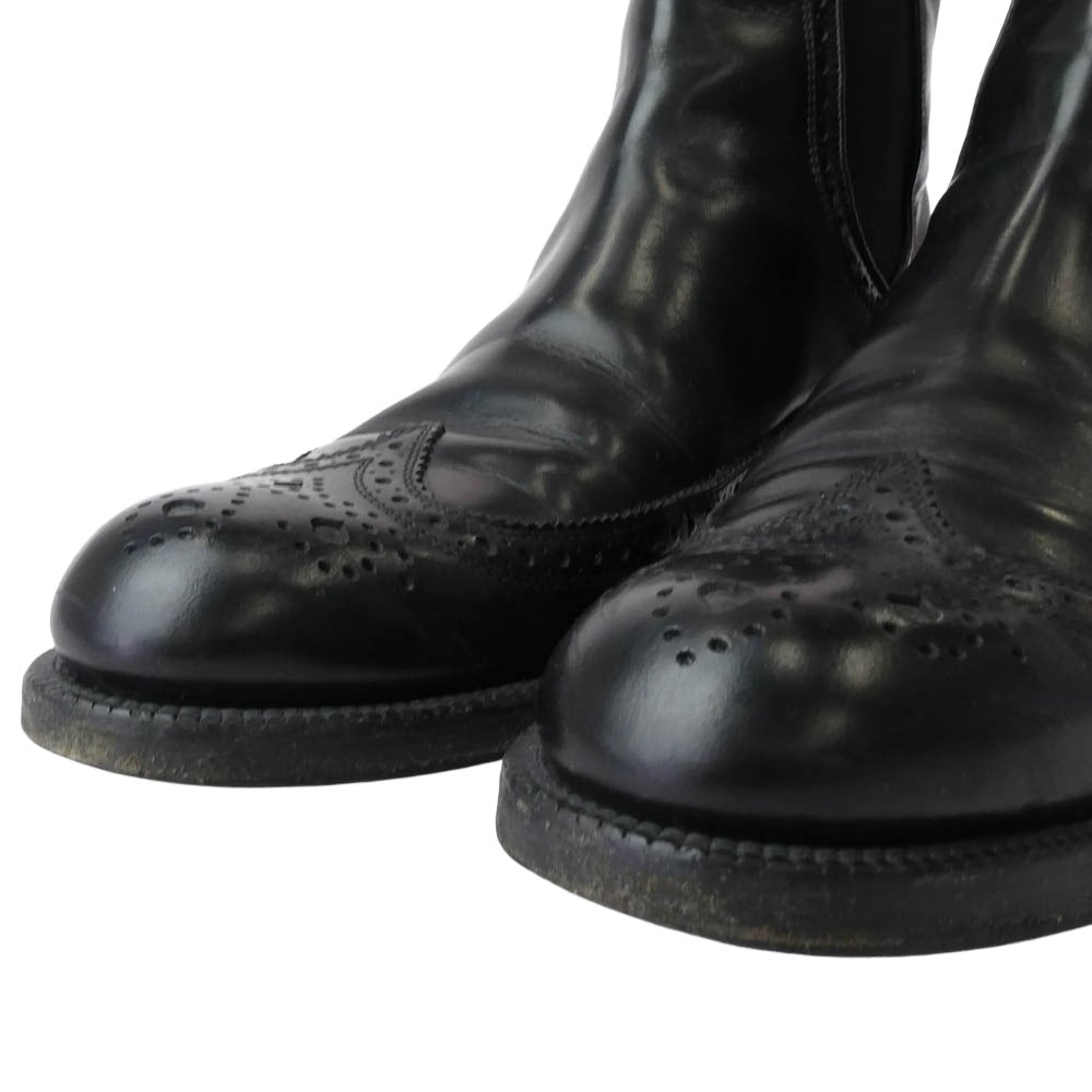 JIMMY CHOO ジミーチュウ ウイングチップ サイドゴア レザー ブーツ ブラック系 42【中古】