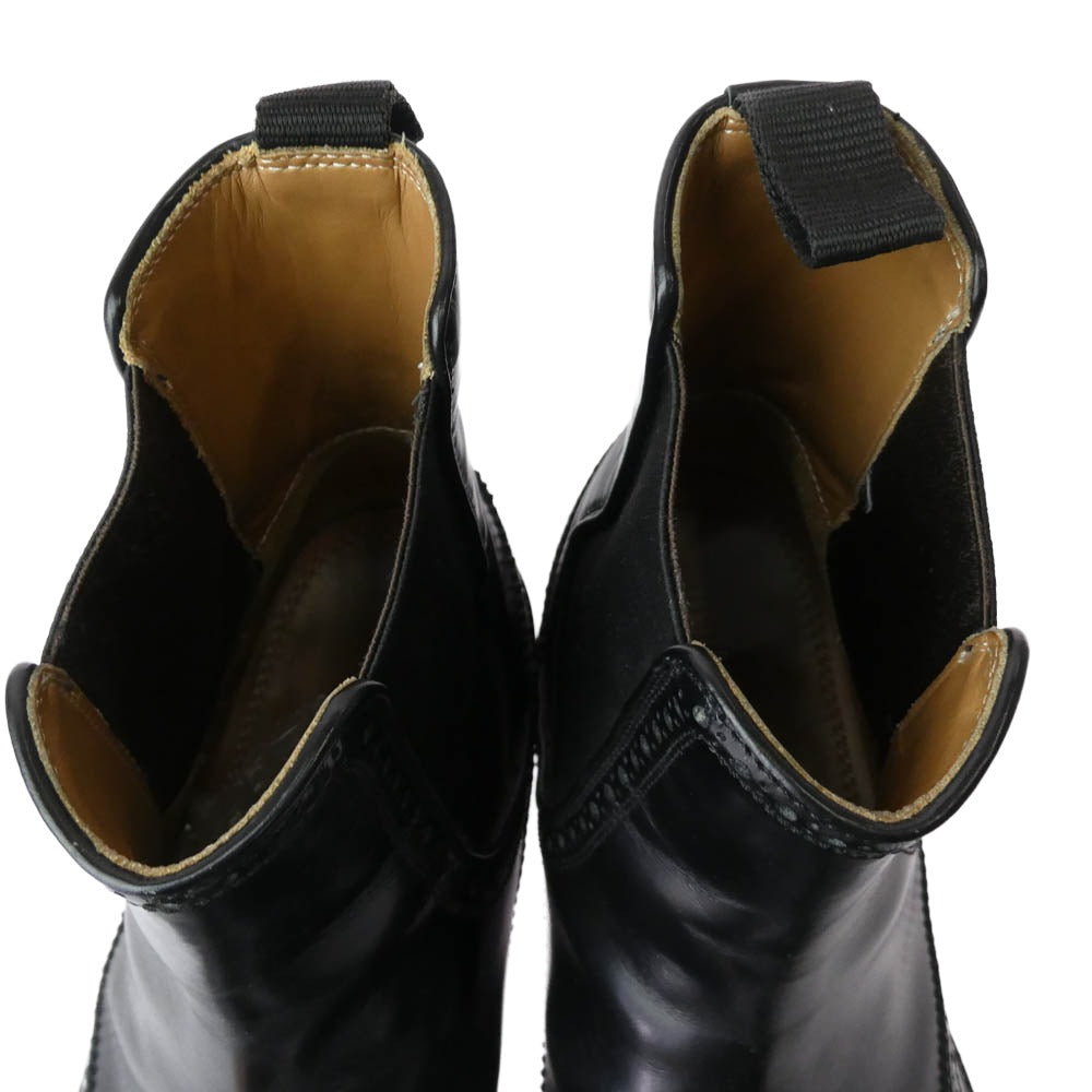 JIMMY CHOO ジミーチュウ ウイングチップ サイドゴア レザー ブーツ ブラック系 42【中古】