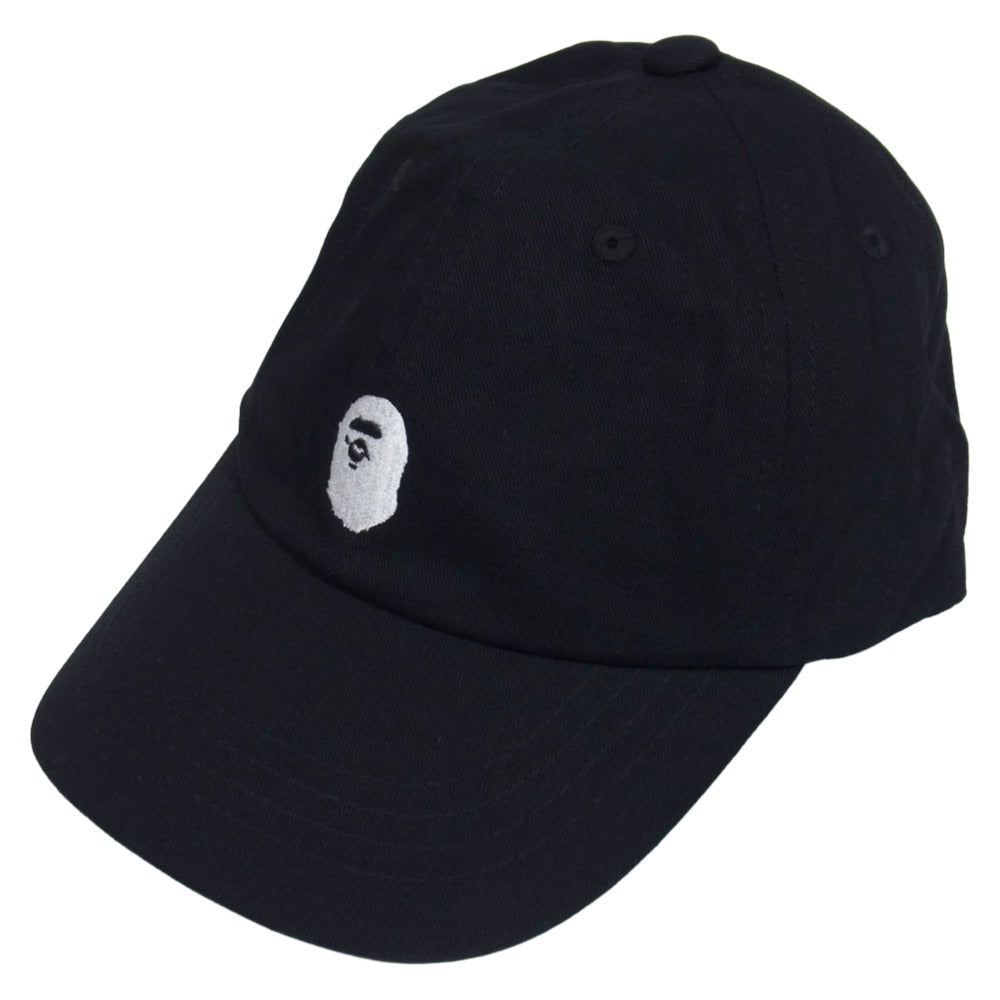 A BATHING APE アベイシングエイプ ロゴ 刺繍 キャップ 帽子 ブラック系 F【新古品】【未使用】【中古】