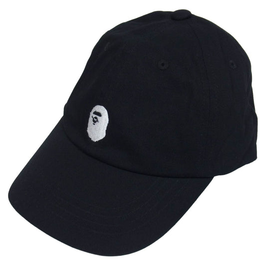 A BATHING APE アベイシングエイプ ロゴ 刺繍 キャップ 帽子 ブラック系 F【新古品】【未使用】【中古】