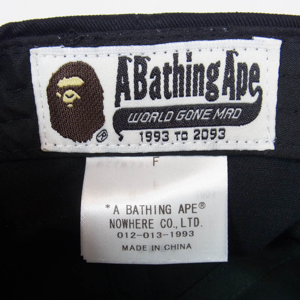 A BATHING APE アベイシングエイプ ロゴ 刺繍 キャップ 帽子 ブラック系 F【新古品】【未使用】【中古】