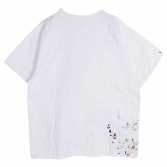 カイカイキキ MADSAKI MAINSTREAM MEDIA SUCKS ペイントプリント Tシャツ 半袖カットソー ホワイト系 XL【中古】