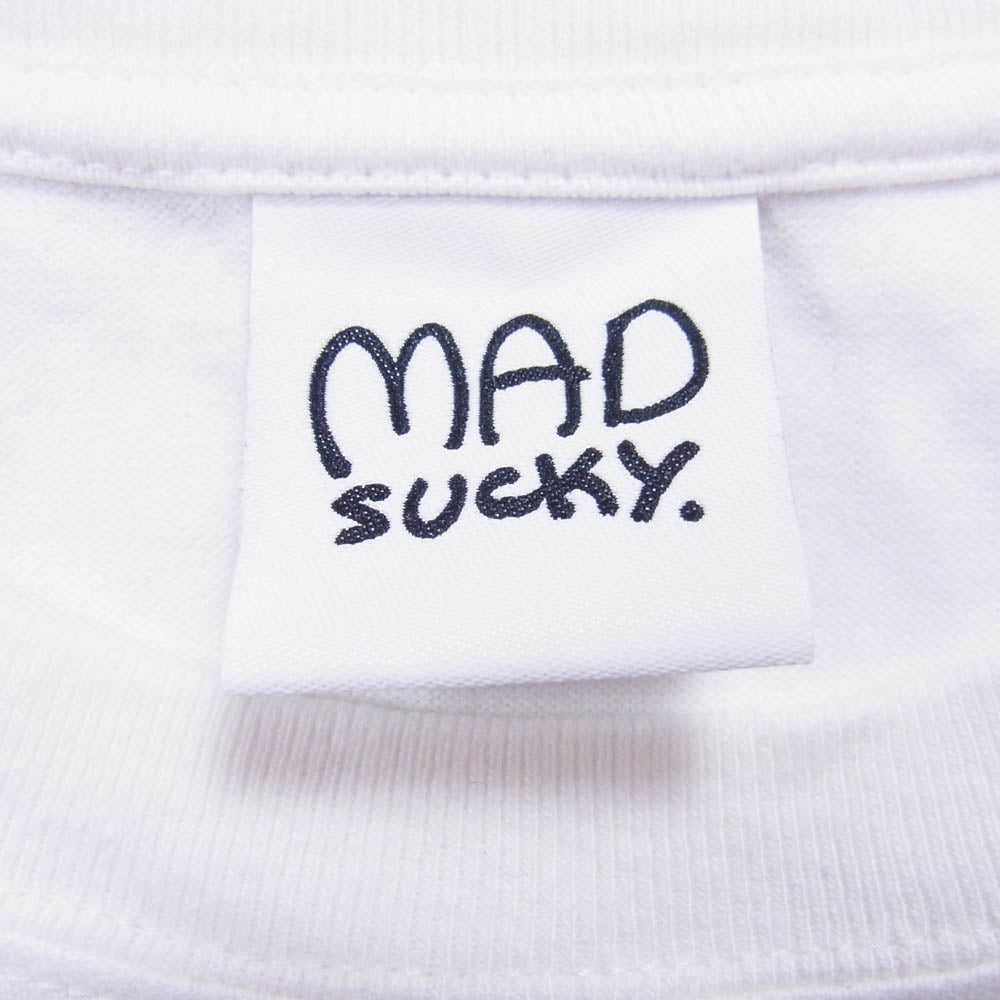 カイカイキキ MADSAKI MAINSTREAM MEDIA SUCKS ペイントプリント Tシャツ 半袖カットソー ホワイト系 XL【中古】