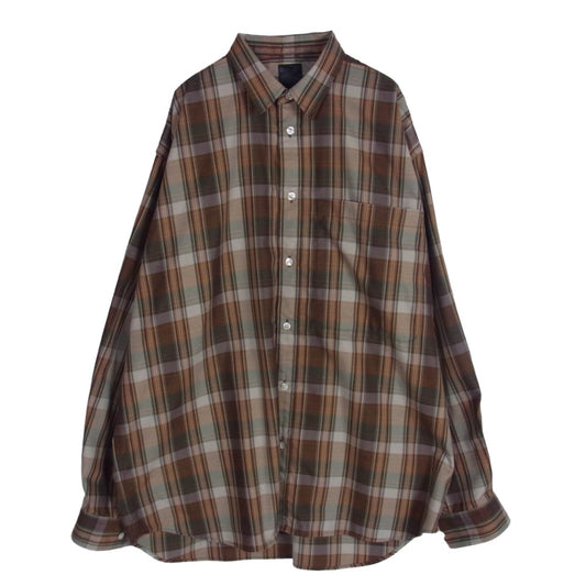 DAIWA PIER39 ダイワピア 22AW BE-85022W TECH REGULAR COLLAR SHIRTS チェック柄 テック レギュラーカラー 長袖シャツ ブラウン系 M【中古】