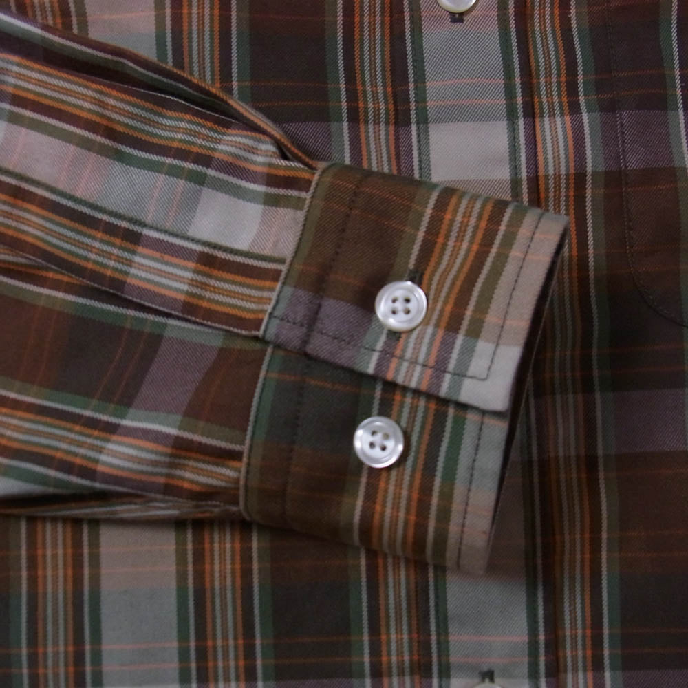 DAIWA PIER39 ダイワピア 22AW BE-85022W TECH REGULAR COLLAR SHIRTS チェック柄 テック レギュラーカラー 長袖シャツ ブラウン系 M【中古】