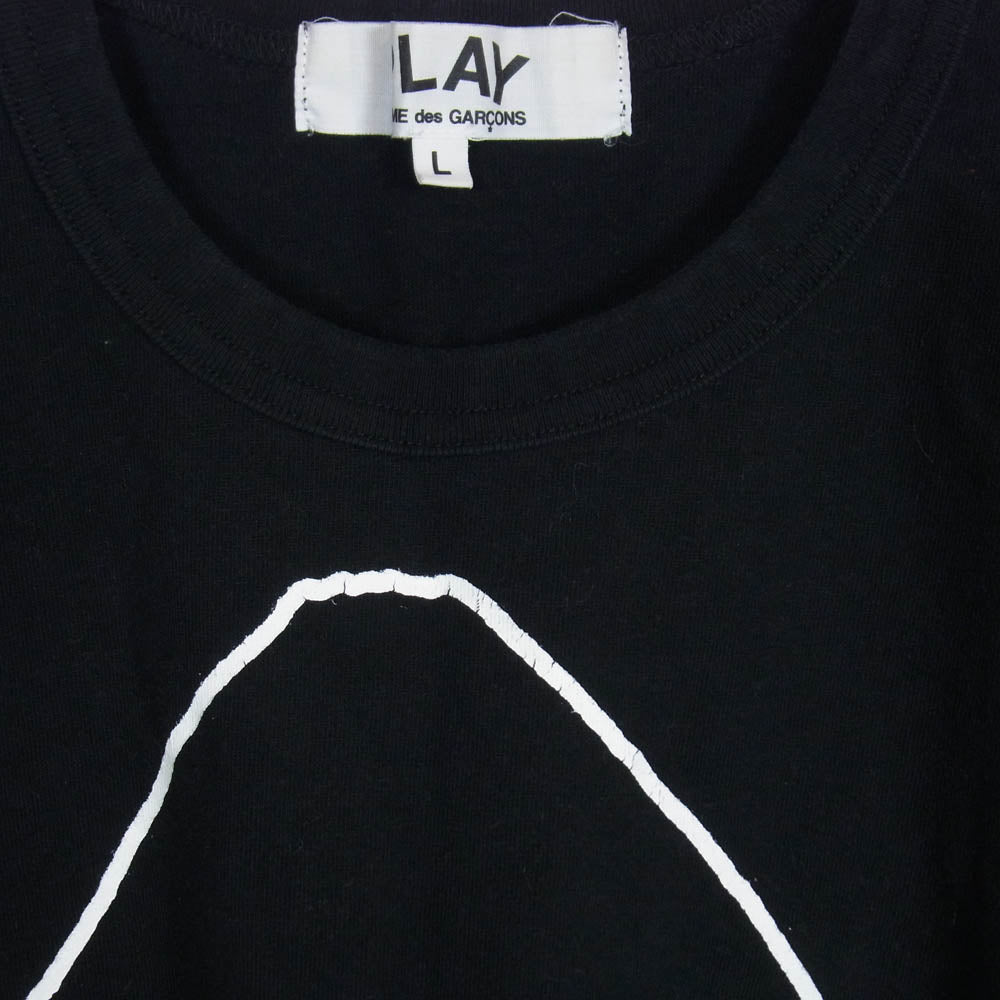 PLAY COMME des GARCONS プレイコムデギャルソン AZ-T113 逆さハート ロゴ プリント 半袖 Tシャツ カットソー ブラック系 L【中古】