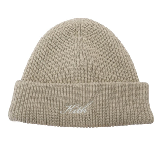 KITH キス 21-095-061-0004-4-0 ロゴ ニット帽 ビーニー ベージュ系【中古】