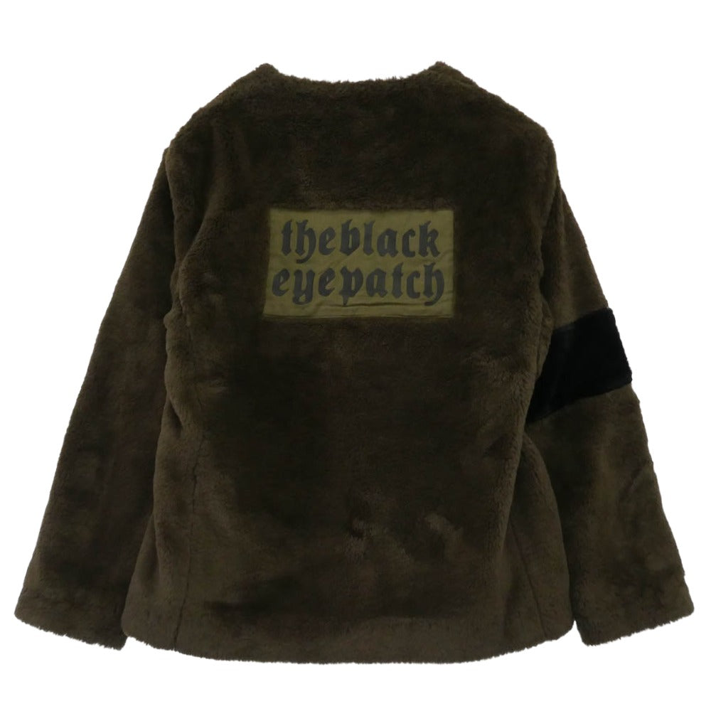 BlackEyePatch ブラックアイパッチ バックロゴ  ノーカラー ボア フリース ジャケット モスグリーン系 S【中古】 BlackEyePatch ブラックアイパッチ バックロゴ ノーカラー ボア