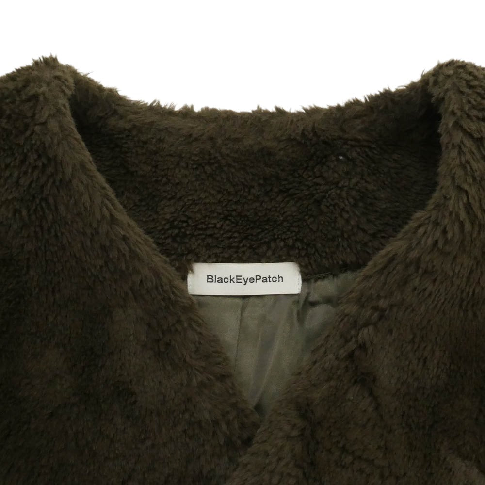 BlackEyePatch ブラックアイパッチ バックロゴ ノーカラー ボア フリース ジャケット モスグリーン系 S【中古】