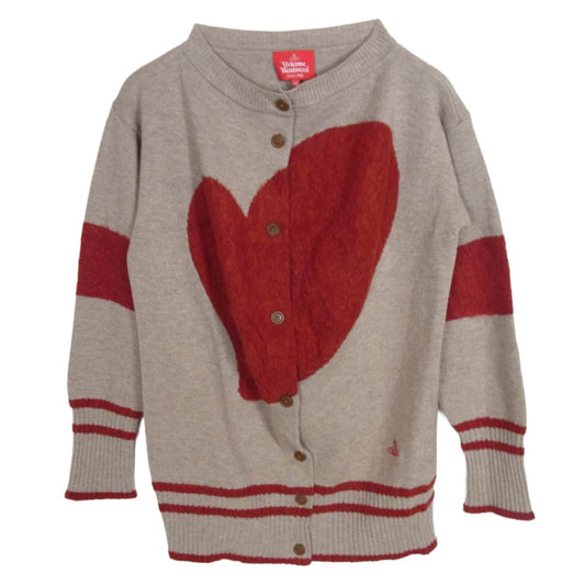 Vivienne Westwood ヴィヴィアンウエストウッド 16-12-112022 RED LABEL レッドレーベル ラブ ニット カーディガン ベージュ系 M【中古】