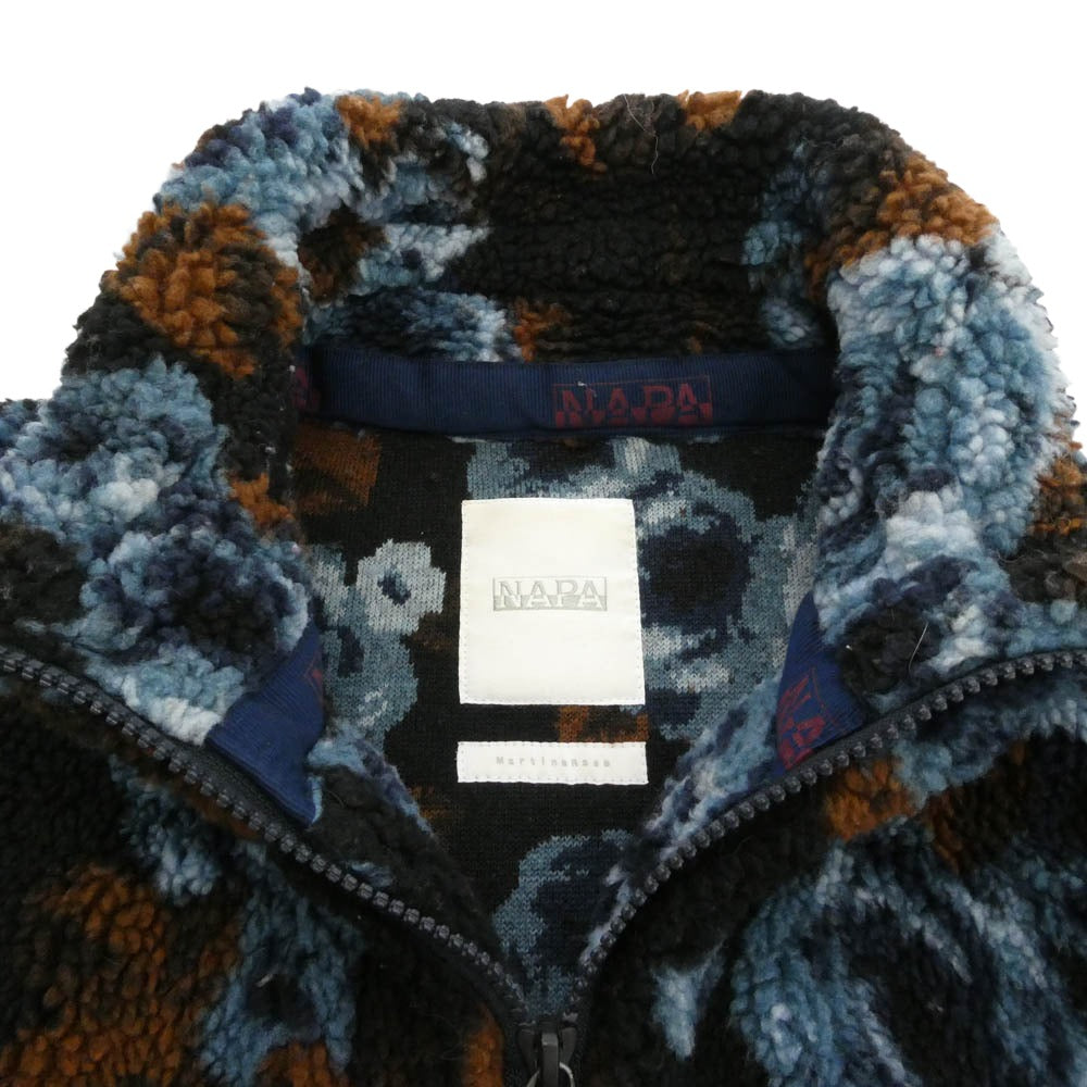 MARTIN ROSE マーティンローズ N0YID0 NAPA by Martine Rose ナパ マーティンローズ T-EMIN JACQUARD JKT フローラル ジャガード フリースジャケット ネイビー系 M【中古】