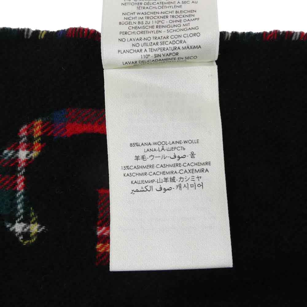 GUCCI グッチ 597530 タータン チェック ロゴ フリンジ マフラー レッド系 ブラック系【中古】