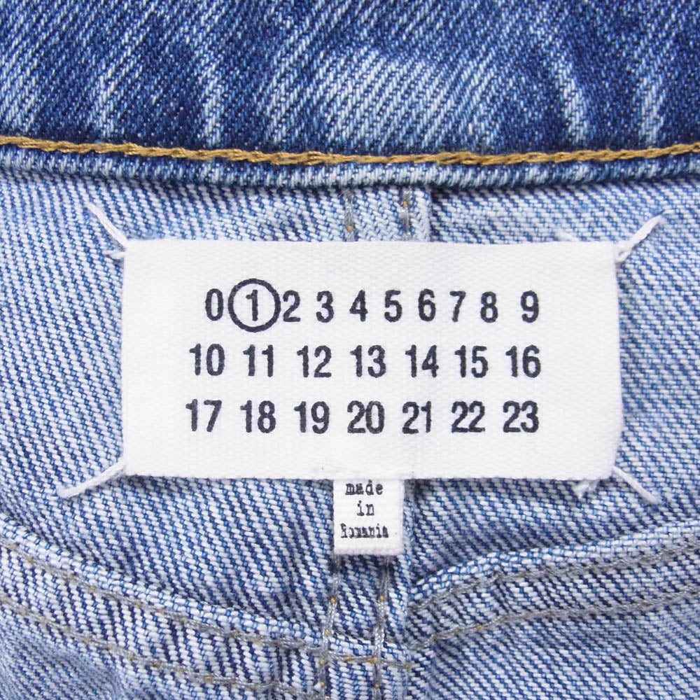 MAISON MARGIELA メゾンマルジェラ 22SS S51LA0051 四つタグ ① SLASH DETAIL DENIM PANTS ダメージ加工 デニムパンツ ライトブルー系【中古】