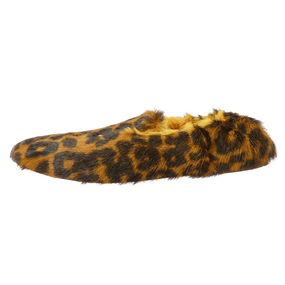 MAISON MARGIELA メゾンマルジェラ 四つタグ レオパード フェイクファー フラット パンプス シューズ ブラウン系 40【美品】【中古】