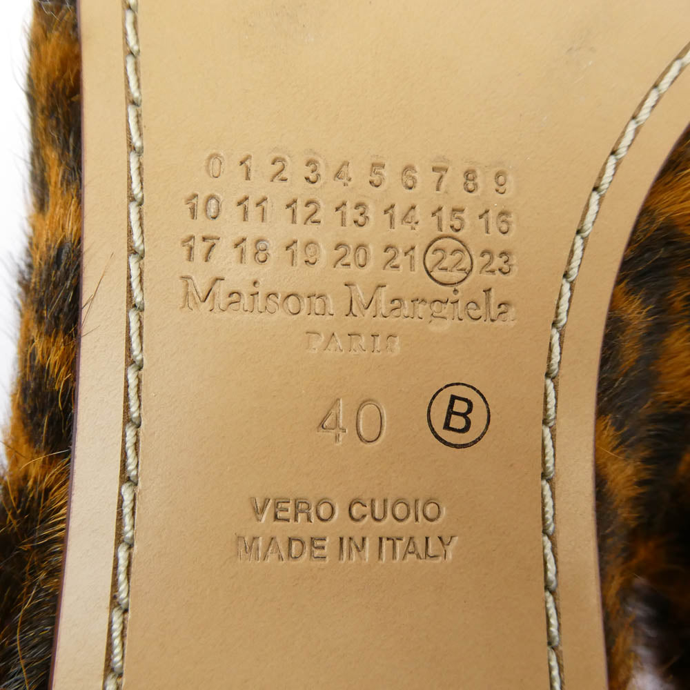 MAISON MARGIELA メゾンマルジェラ 四つタグ レオパード フェイクファー フラット パンプス シューズ ブラウン系 40【美品】【中古】