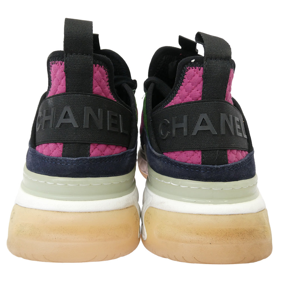 CHANEL シャネル G38501 ココマーク マトラッセ ローカット スニーカー ブラック系 ピンク系 グリーン系 39【中古】