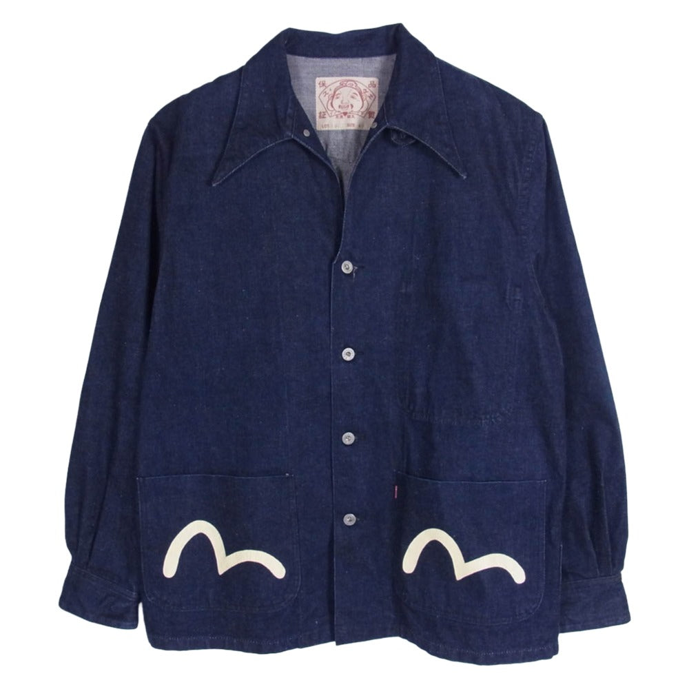 EVISU エヴィス Lot.1957 カモメプリント エンジニア カバーオール デニム ワークジャケット インディゴブルー系 40【中古】