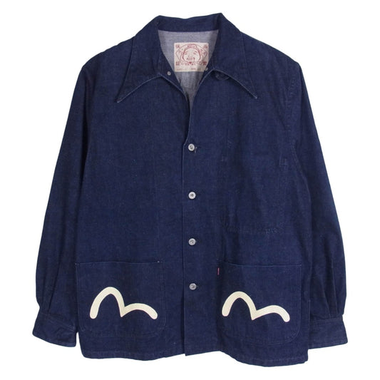 EVISU エヴィス Lot.1957 カモメプリント エンジニア カバーオール デニム ワークジャケット インディゴブルー系 40【中古】