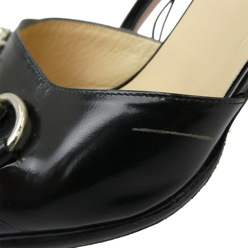 GUCCI グッチ 106 2167 ホースビット ハイヒール サンダル ブラック系 38【中古】