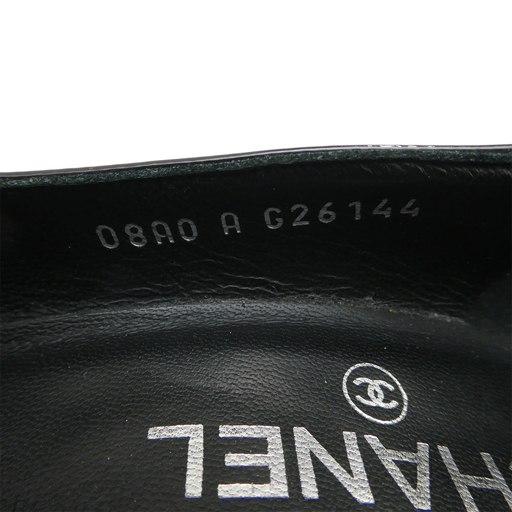 CHANEL シャネル G26144 ココマーク パテントレザー キャップトゥ ヒール パンプス ブラック系 ホワイト系 38【中古】