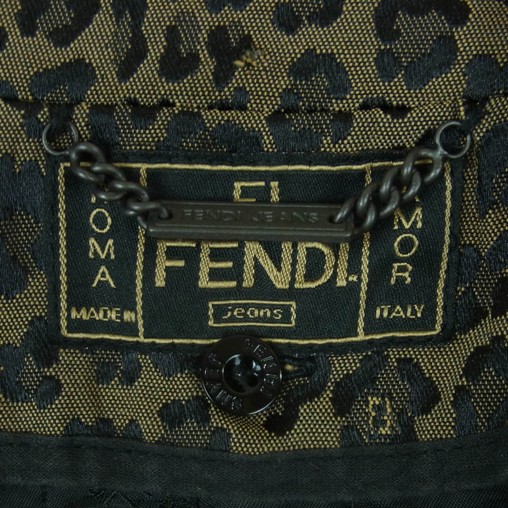 FENDI フェンディ レオパード柄 チェスター コート 裏地ライナー付 イタリア製 ブラウン系 38【中古】