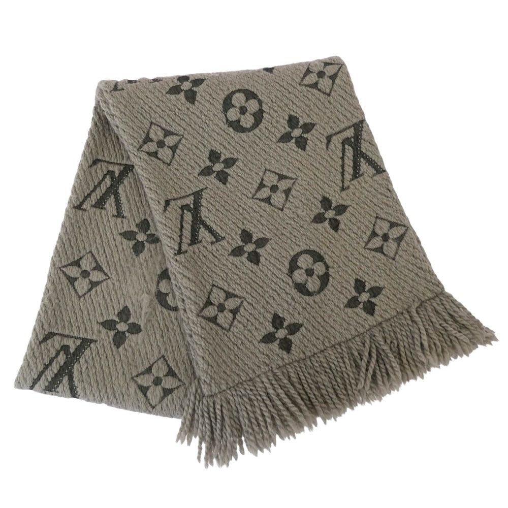 LOUIS VUITTON ルイ・ヴィトン 413287 エシャルプ ロゴマニア シルク混 マフラー グレー系【中古】