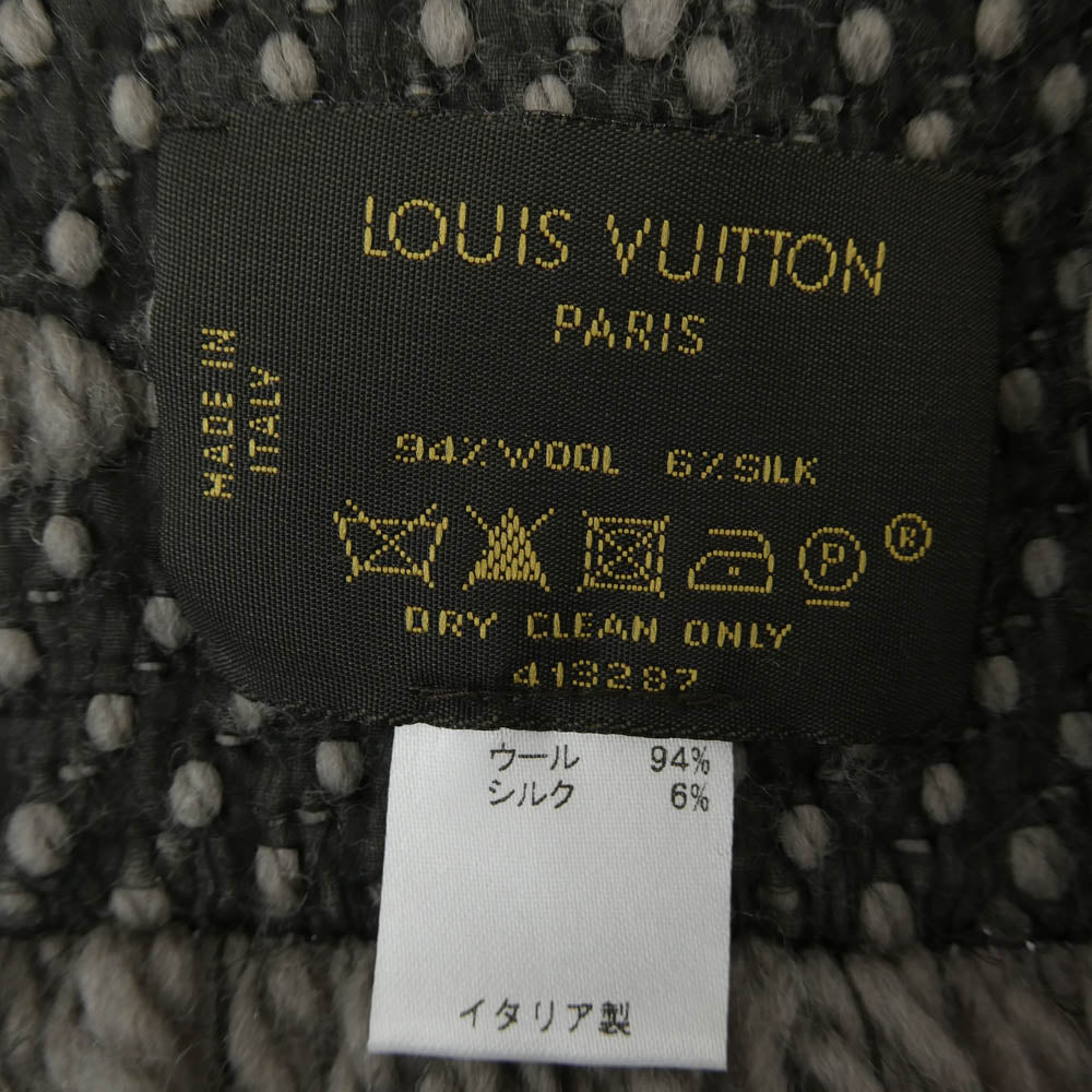 LOUIS VUITTON ルイ・ヴィトン 413287 エシャルプ ロゴマニア シルク混 マフラー グレー系【中古】